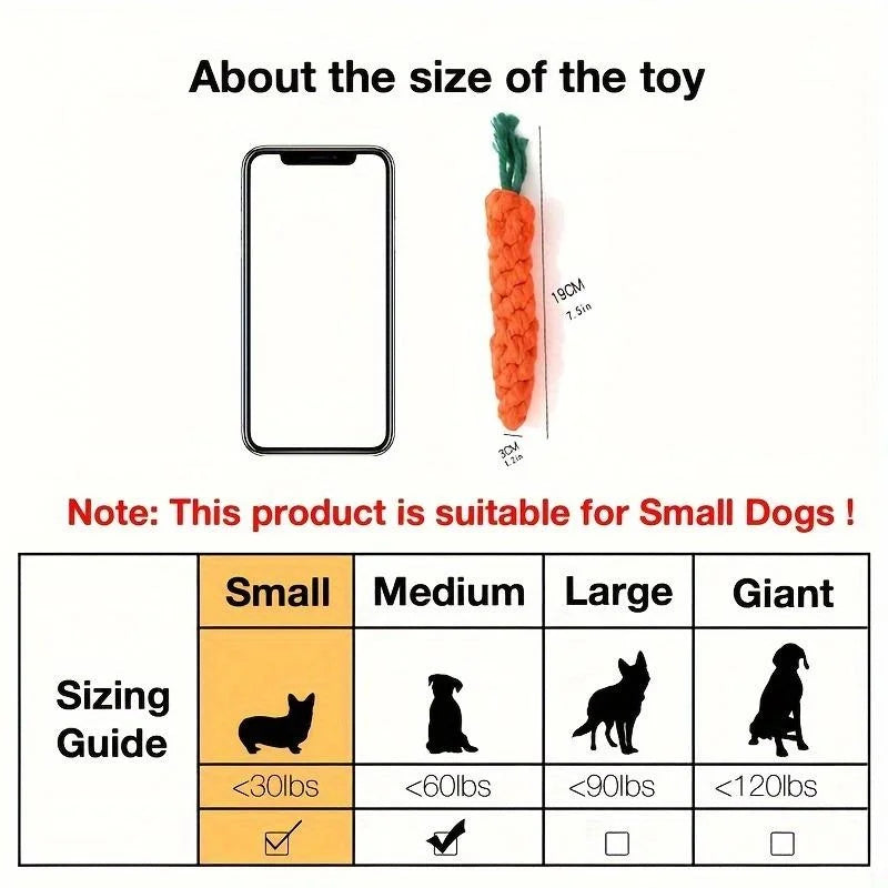 Dog Rope Toy – Carrot Shape Cotton Chew Toy