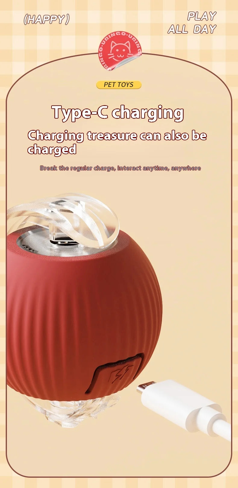 Automatic Cat Ball Toy – Rechargeable Interactive Rolling Ball