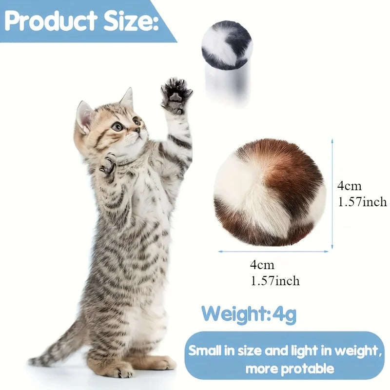 Plush Cat Ball Toy – 3 Piece Soft Leopard Print Set
