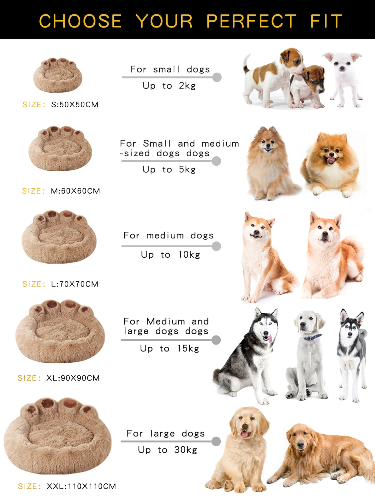 Fluffy Dog Bed Winter Warm Soft Pet Bed for Small & Large Dogs