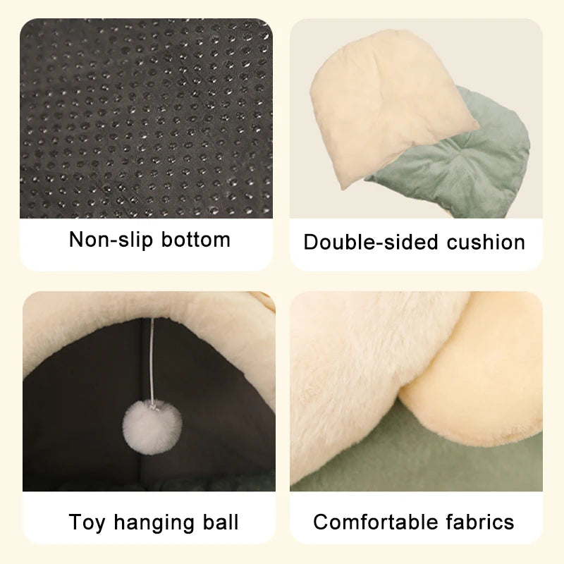 Enclosed Cat Bed, Foldable Washable Sleeping Cave for Small Pets
