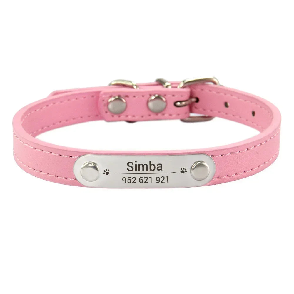 Personalized Dog Collar – Engraved Leather Pet ID Collar
