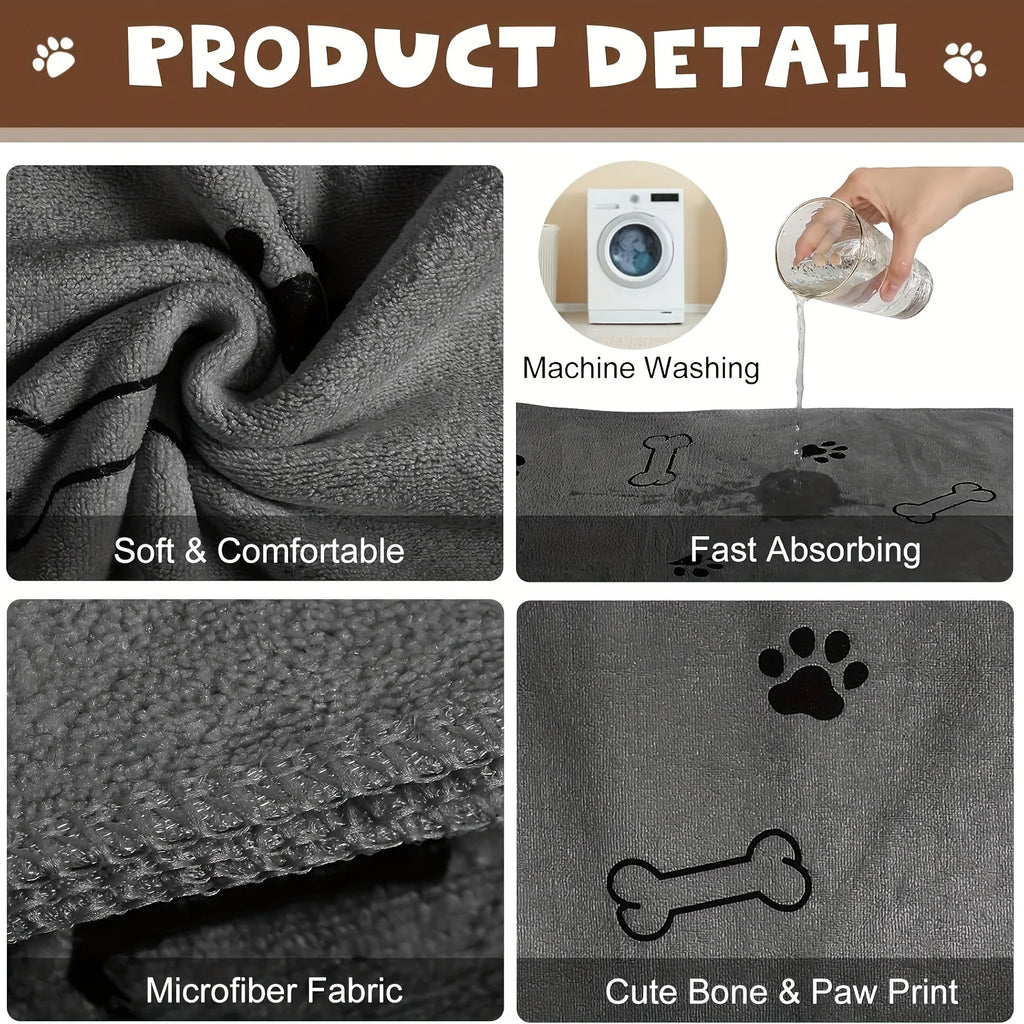 Microfiber Dog Towel, Quick-Drying Absorbent Pet Bath Towel