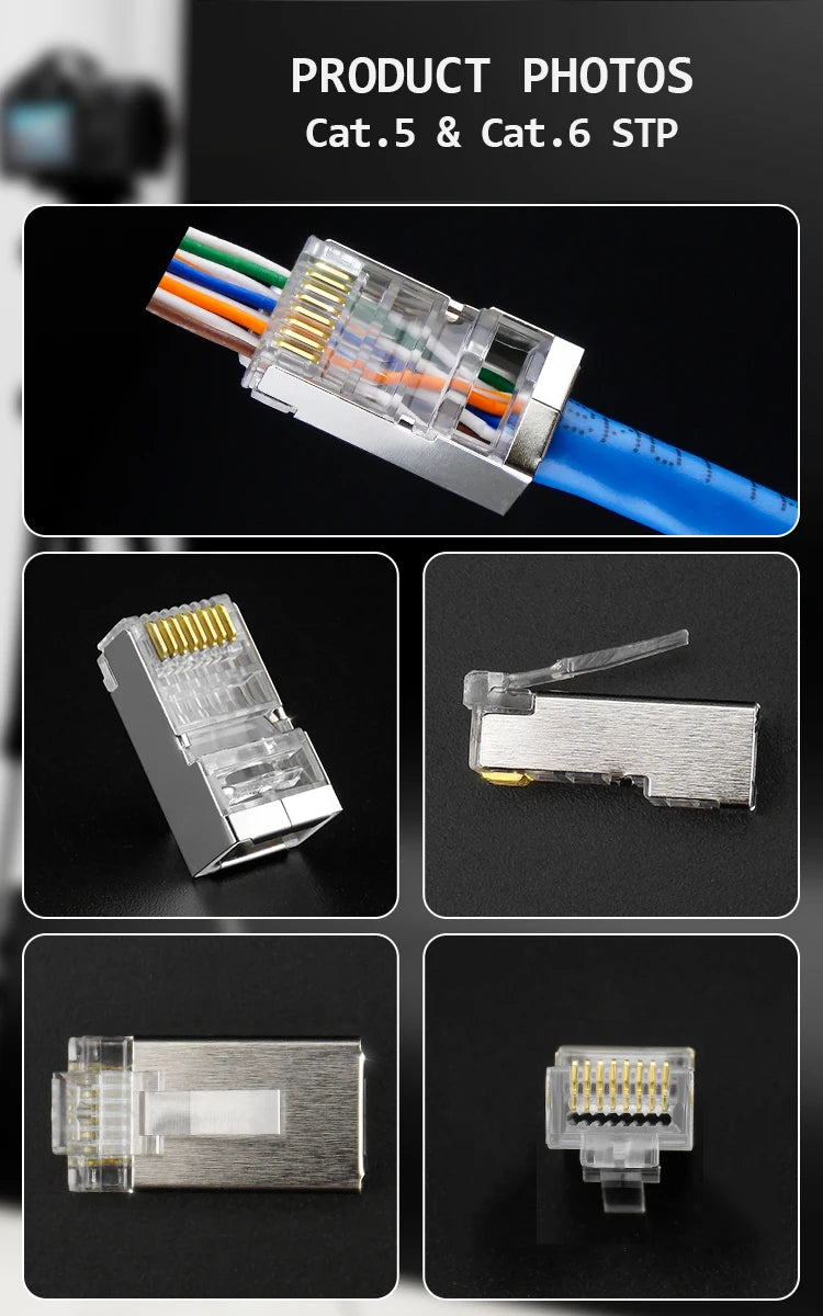 RJ45 Pass-Through Connector – Cat5e/Cat6/Cat7 Modular Plug