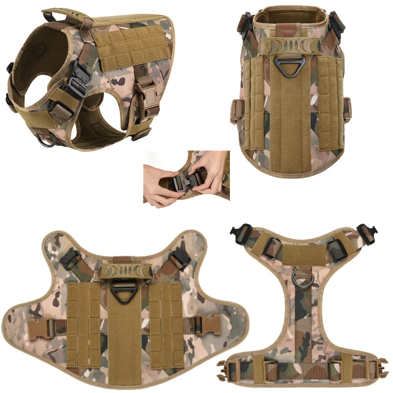 Tactical Dog Harness – 1000D Nylon Vest With Leash Set