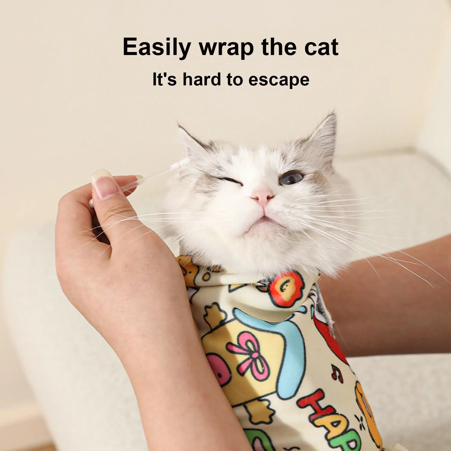 Cat Swaddle Wrap – Self-Adherent Anti-Scratch Grooming & Nail Clipping