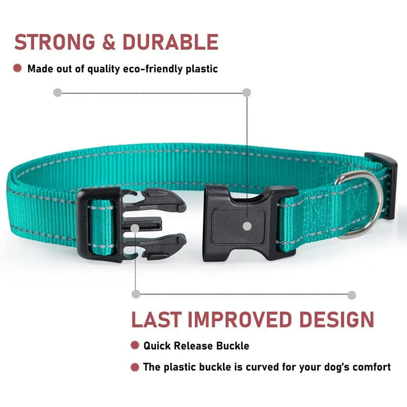 Reflective Dog Collar Adjustable Nylon Safety Collar for Small Dogs