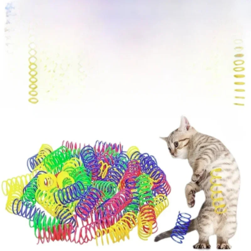 Cat Spring Toy – Colorful Interactive Plastic Cat Toy