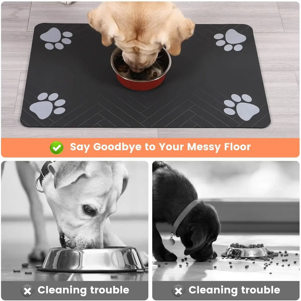 Pet Feeding Mat, Absorbent Waterproof Bowl Mat for Dogs & Cats