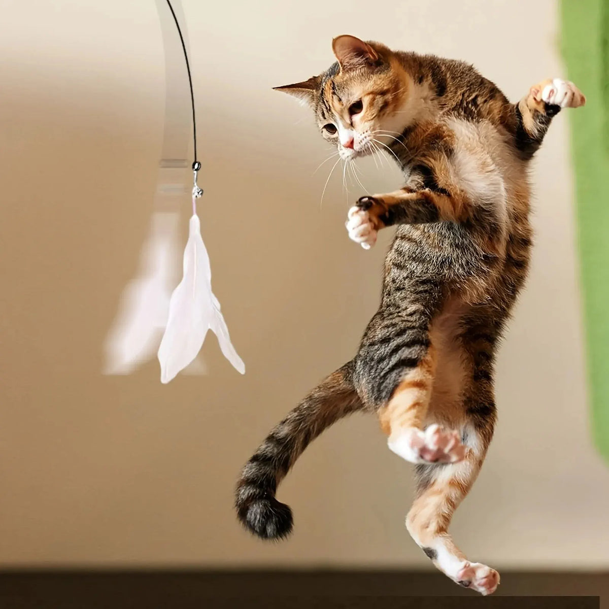 Interactive Cat Toy with Bell, Feather Wand & Suction Cup
