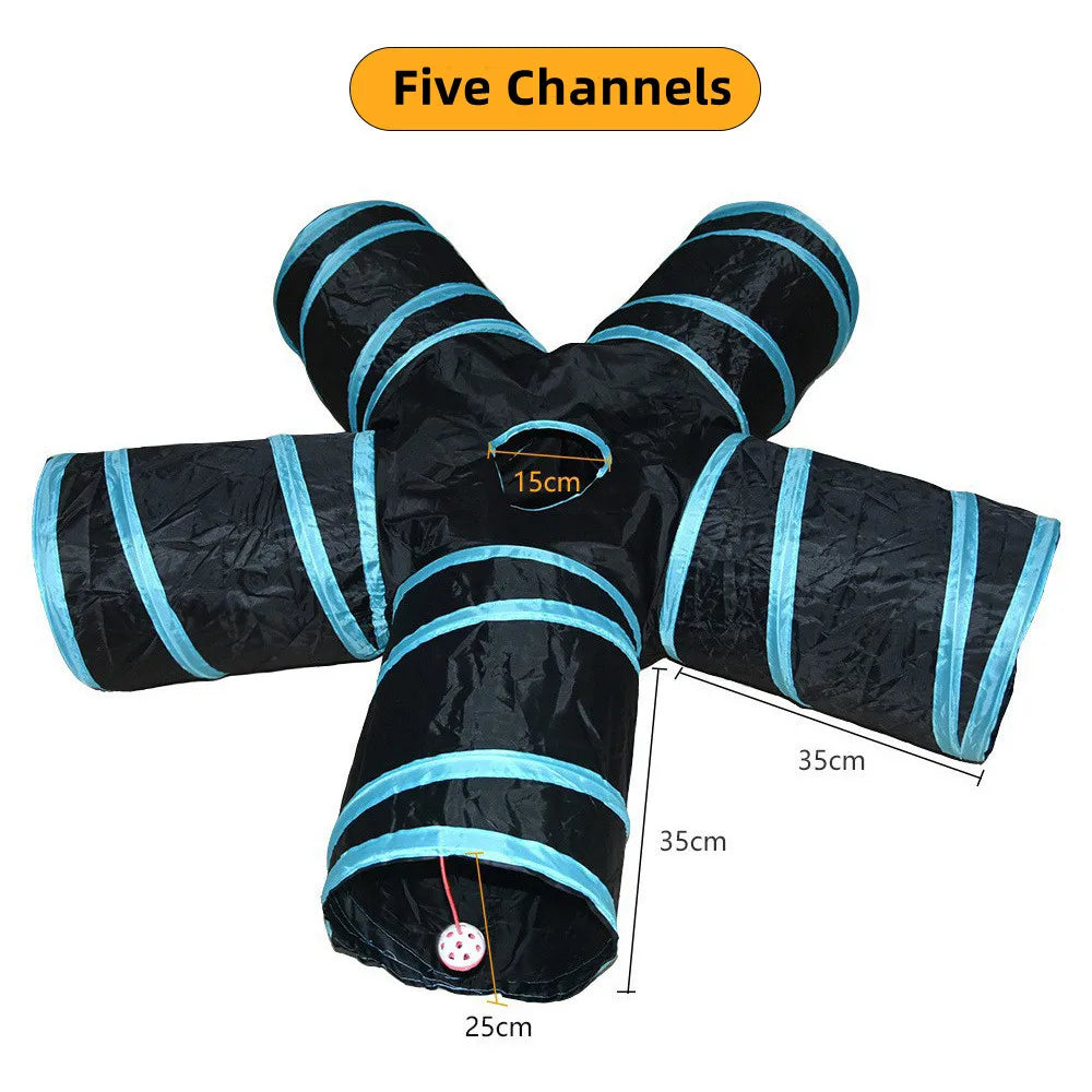 Cat Tunnel Toy – Foldable S-Shape Interactive Tunnel for Indoor Cats