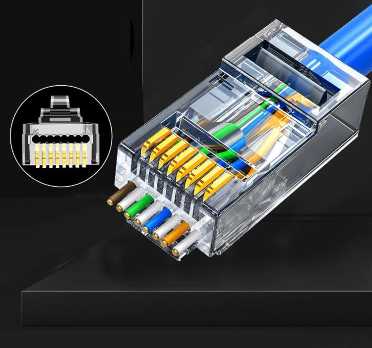 RJ45 Pass-Through Connector – Cat5e/Cat6/Cat7 Modular Plug