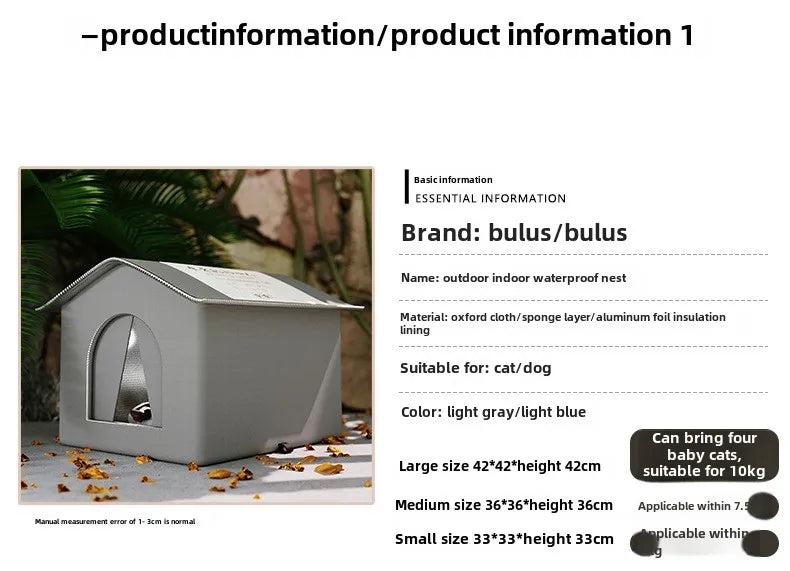 Outdoor Cat House – Waterproof Winter Pet Cave