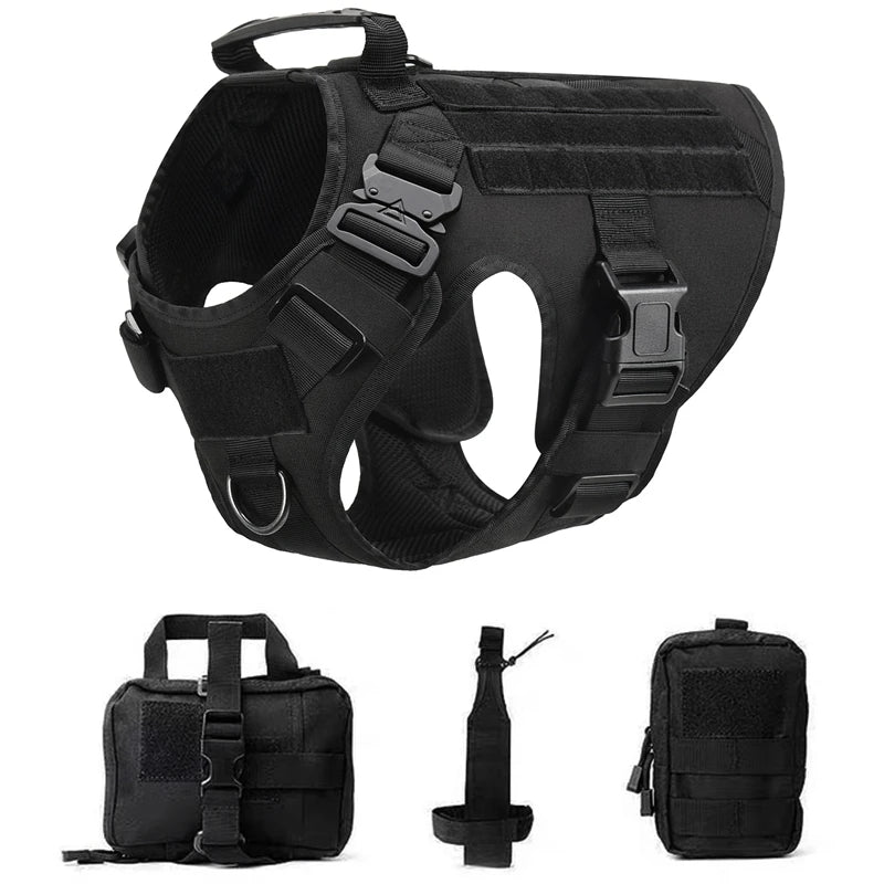 Tactical Dog Harness – 1000D Nylon Vest With Leash Set