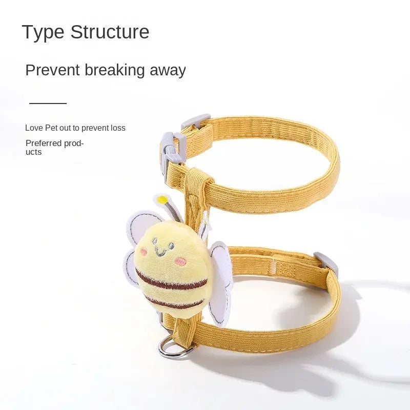 Cat Harness and Leash Set – Adjustable Cartoon Bee Design