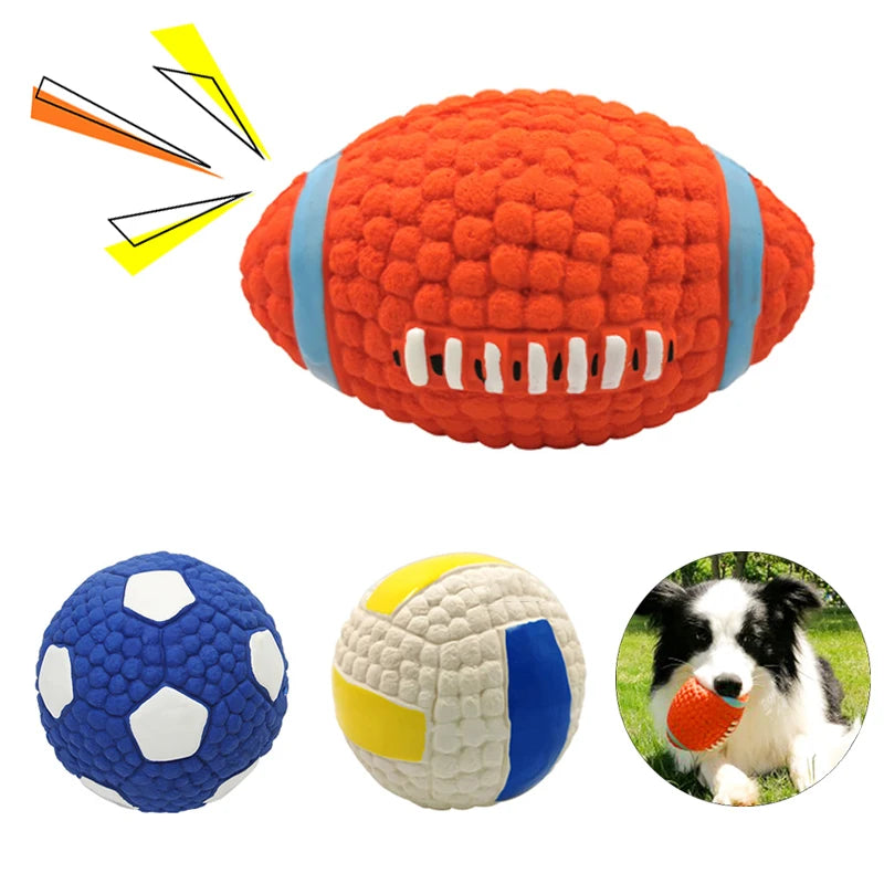 Squeaky Dog Ball – Rubber Interactive Fetch & Chew Toy