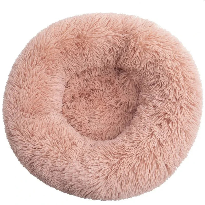 Plush Dog Bed Round Soft Calming Bed for Small Large Dogs & Cats