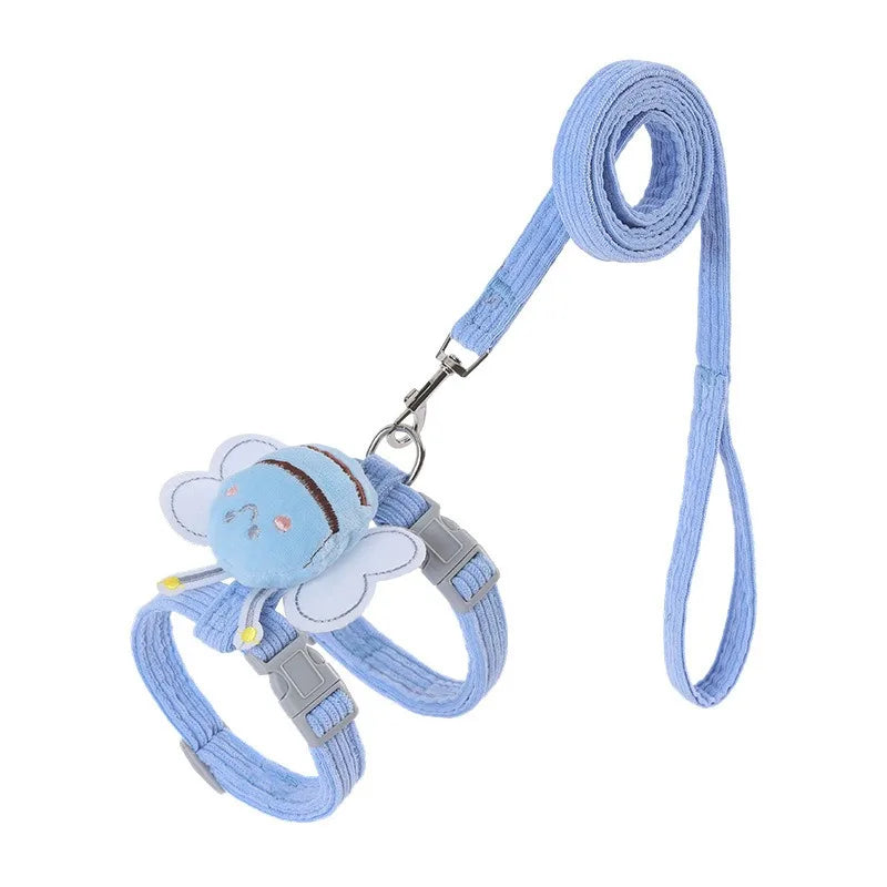 Cat Harness and Leash Set – Adjustable Cartoon Bee Design