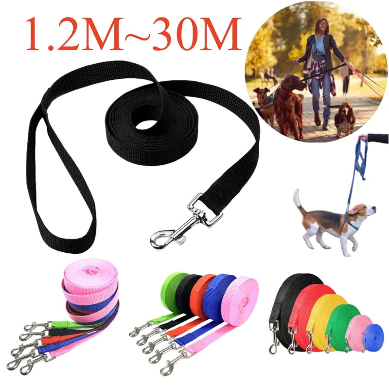Long Dog Leash – 1.2M-30M Nylon Training Rope for Outdoor Use