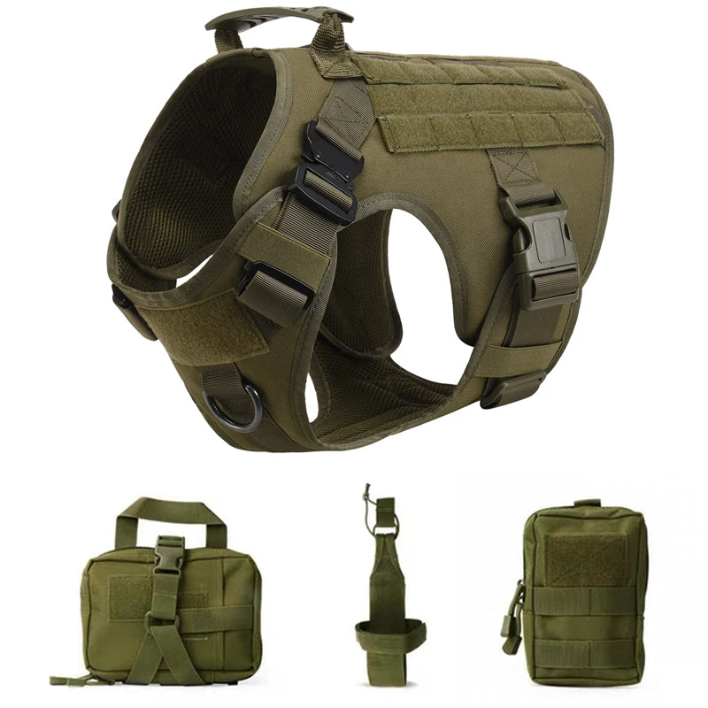 Tactical Dog Harness – 1000D Nylon Vest With Leash Set