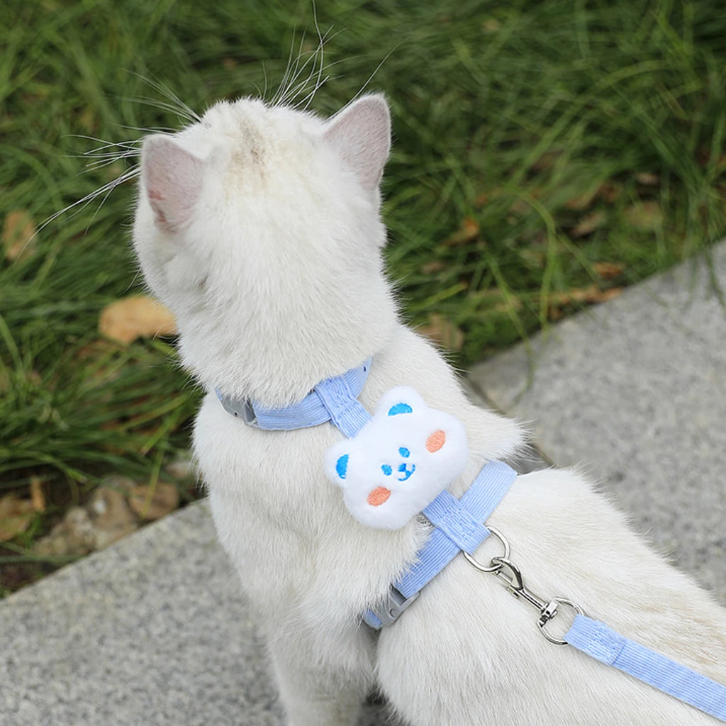 Cat Harness and Leash Set Adjustable Breathable Kitten Harness