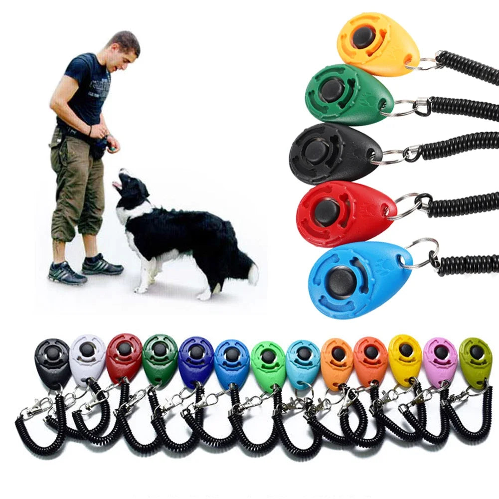 Dog Training Clicker Plastic Adjustable Wrist Strap Pet Trainer