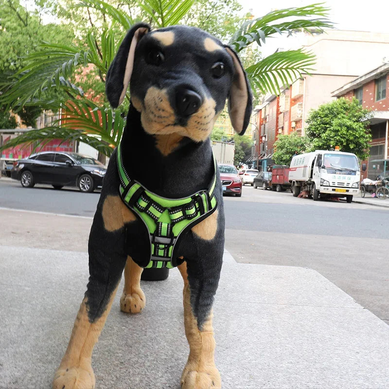 Reflective Dog Harness, Adjustable Nylon Vest with Leash