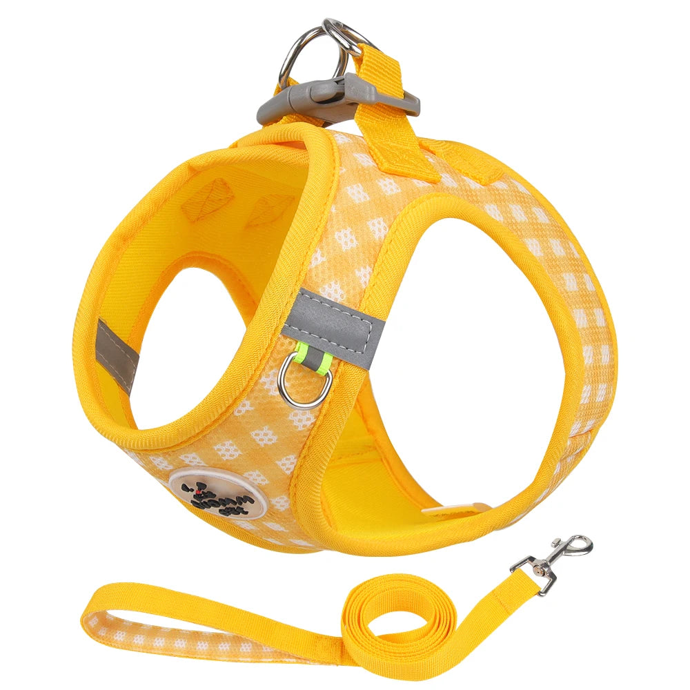 Reflective Cat Harness with Leash – Plaid Breathable Walking Kit