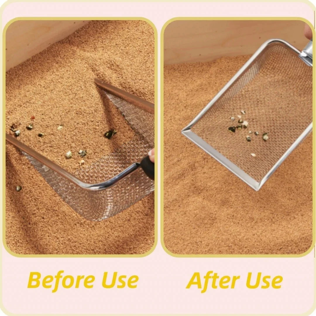 Cat Litter Scoop – Stainless Steel Fine Mesh Waste Shovel