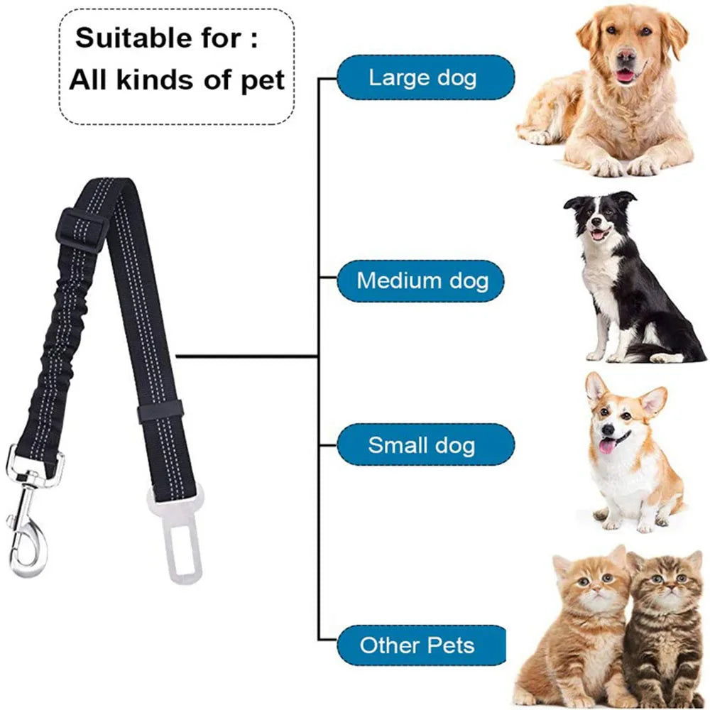 Adjustable Dog Car Seat Belt – Nylon Reflective Travel Harness