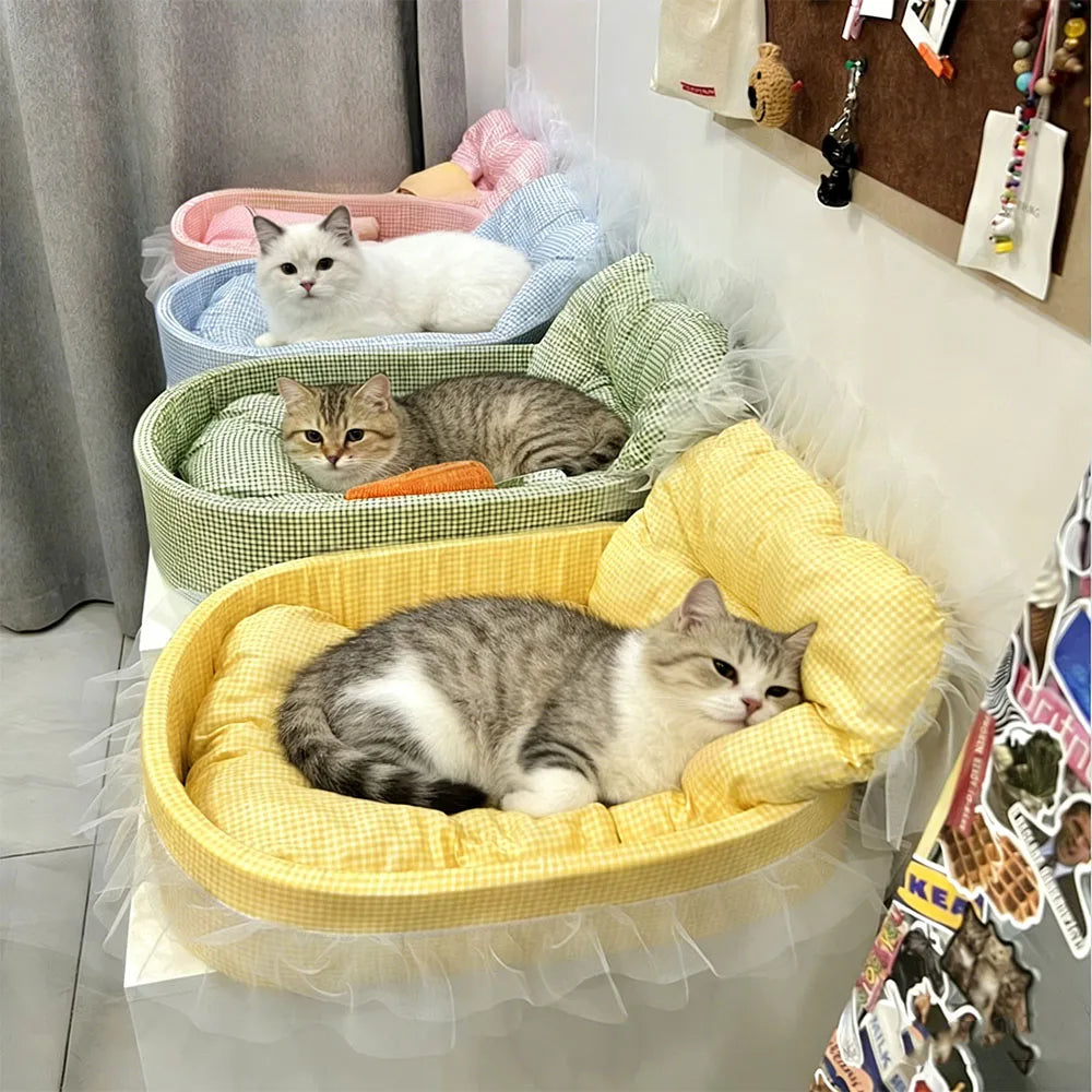 Cat Sofa Bed – Plush Oval Pet Bed for Cats & Small Dogs