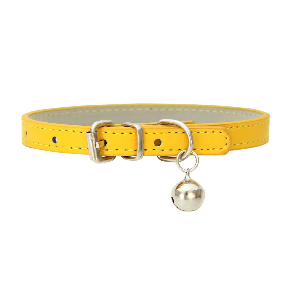 Cat Collar – Adjustable PU Leather Padded Collar with Metal Buckle