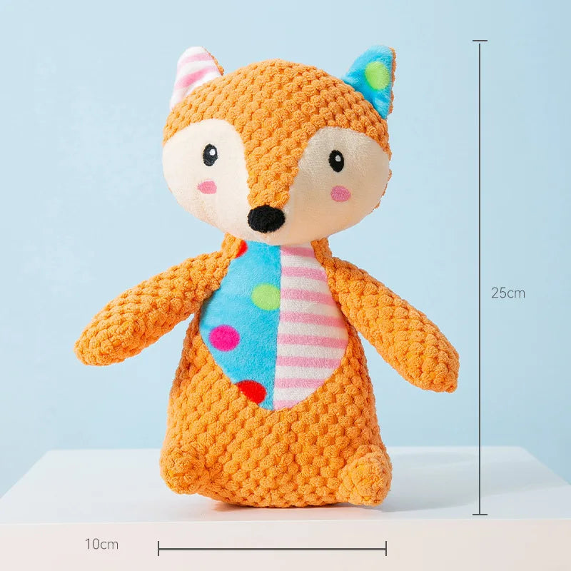 Plush Squeaky Dog Toy – Elephant, Fox & Puppy Designs