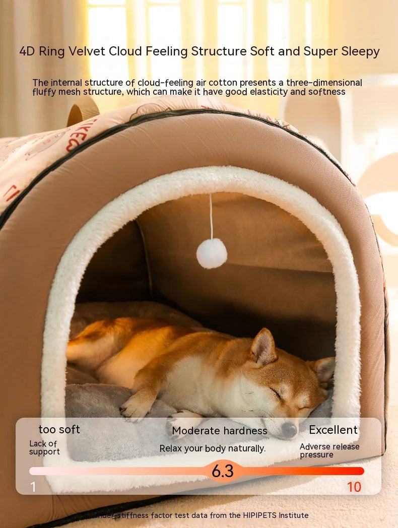 Large Dog House – Warm Washable Covered Bed for Dogs