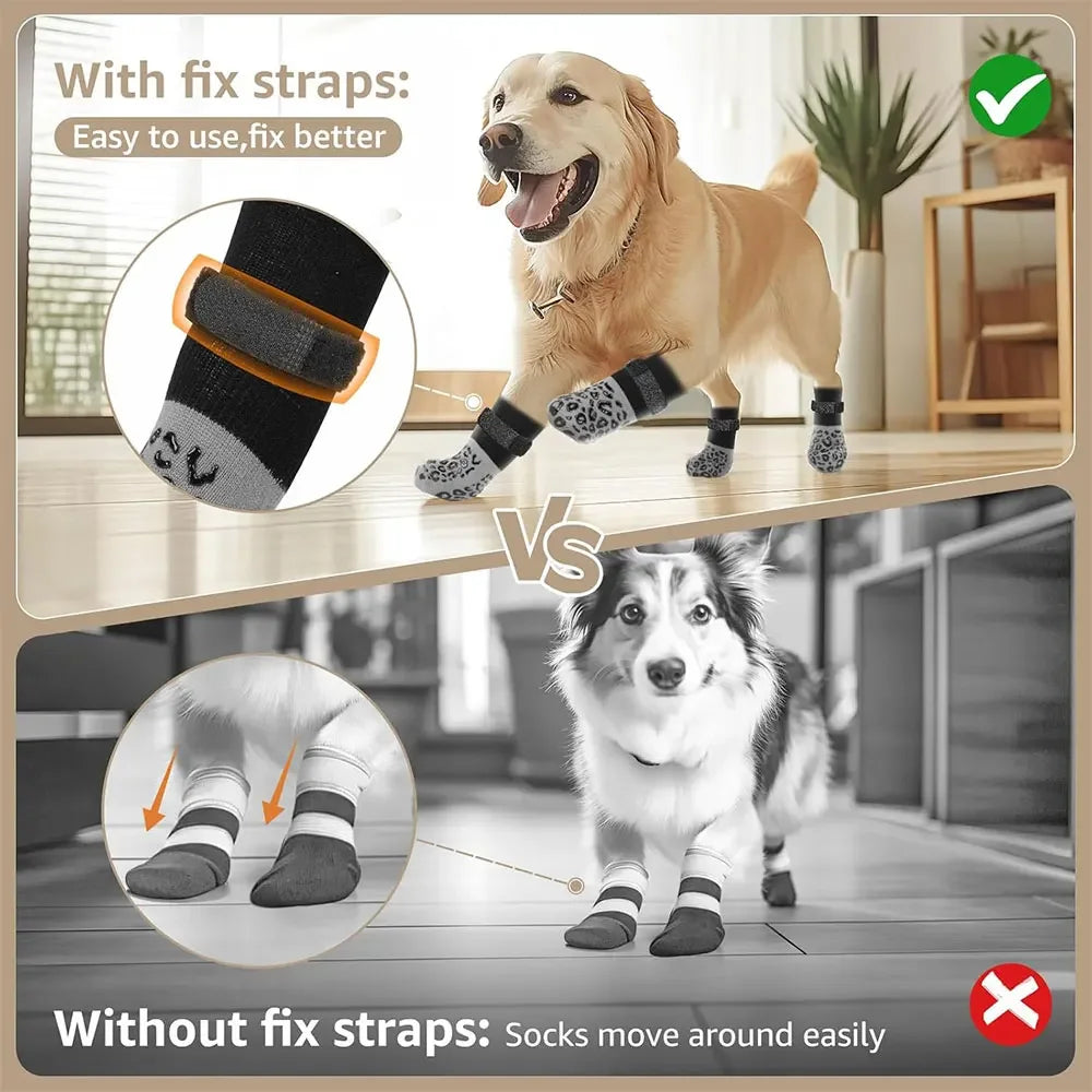 Dog Paw Protectors 4PCS Anti-Slip Boots for Outdoor Walking
