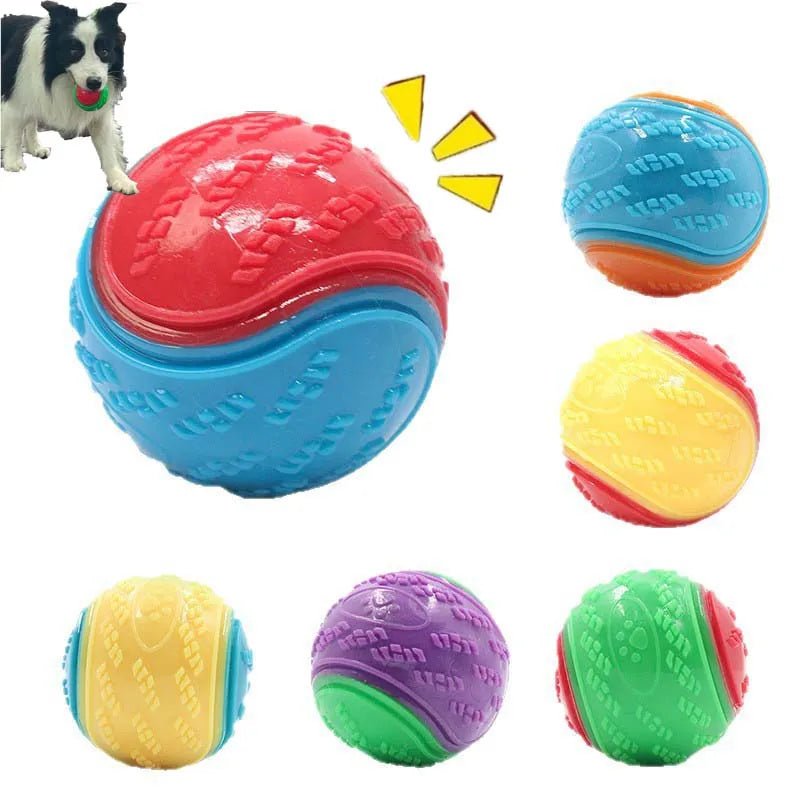 Dog Chew Ball Silicone Squeaky Teeth Cleaning Toy