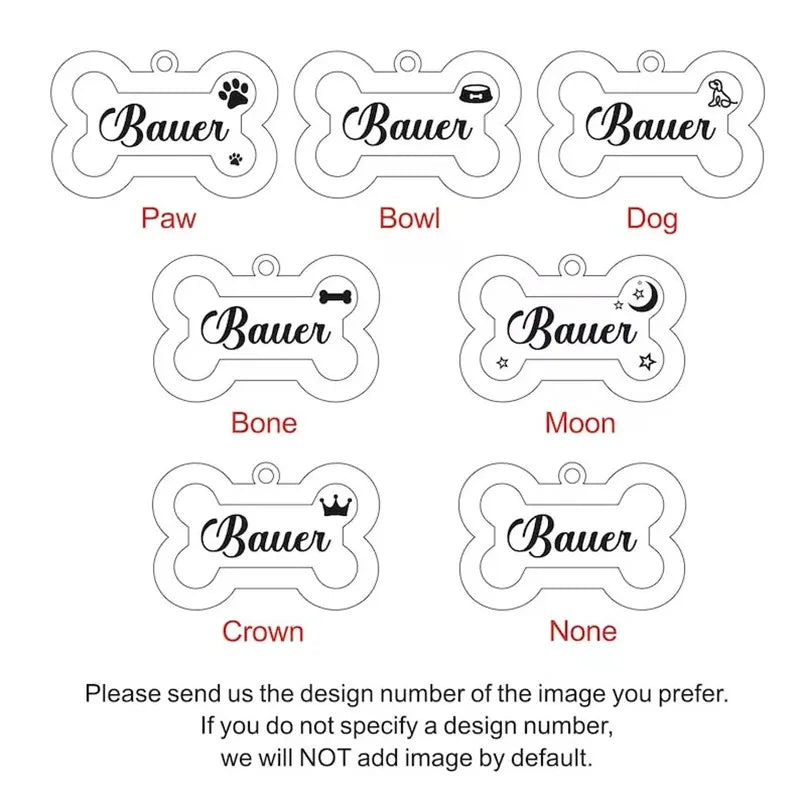 Custom Double Side Dog Cat ID Tag Glitter Dogs Cats Name Pendant Tags Pet Collar Accessories Anti-lost Bone Tags for Dog Cat