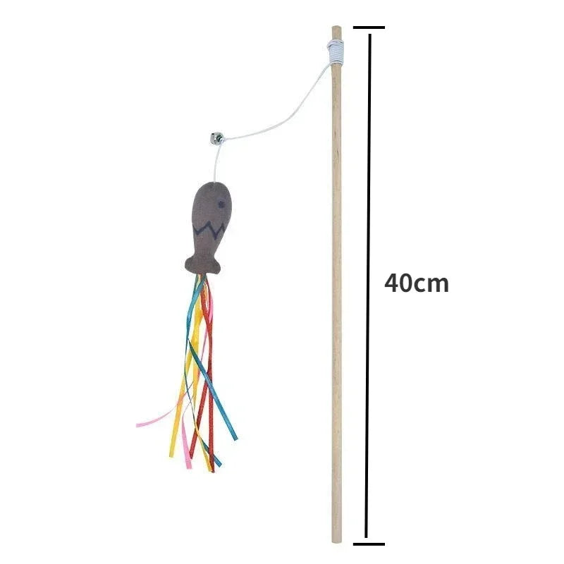 Cat Wand Toy with Bell & Catnip – Interactive Teaser for Indoor Cats