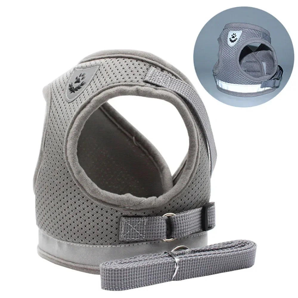 Cat Harness and Leash Set – Adjustable Reflective Mesh Vest