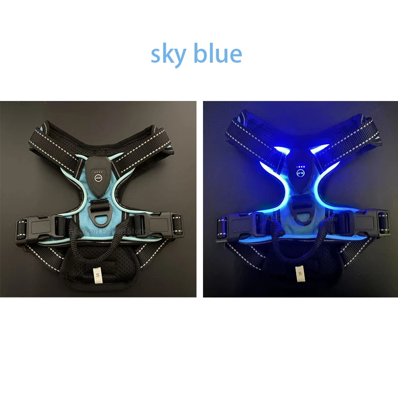 LED Dog Harness, Rechargeable Light Up Vest for Walking