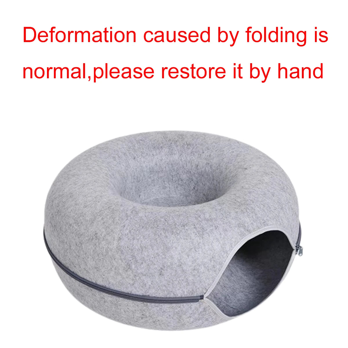 Cat Tunnel Bed – Felt Donut Nest & Sleeping House