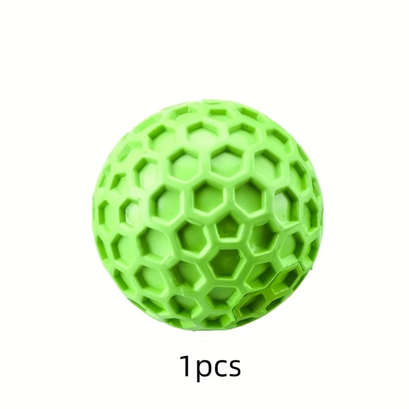Rubber Dog Chew Toy – Squeaky Hexagonal Chew Ball