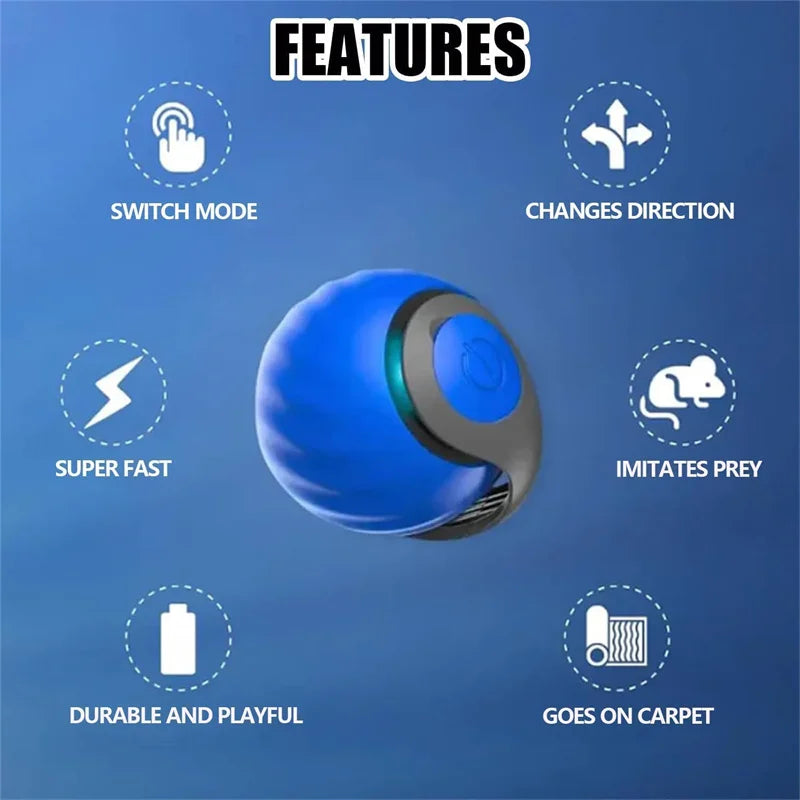 Automatic Interactive Cat Toy Ball – USB Rechargeable Rolling Toy