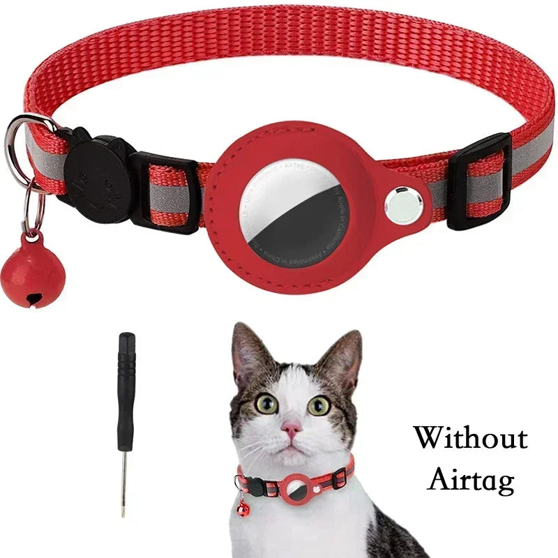 AirTag Cat Collar with Reflective Holder, Bell & Adjustable Fit