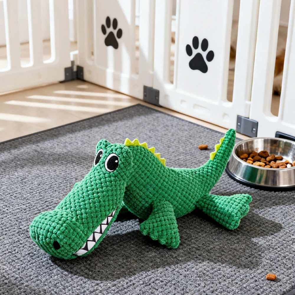 Plush Squeaky Dog Toy – Dinosaur Interactive Chew Toy for Dogs