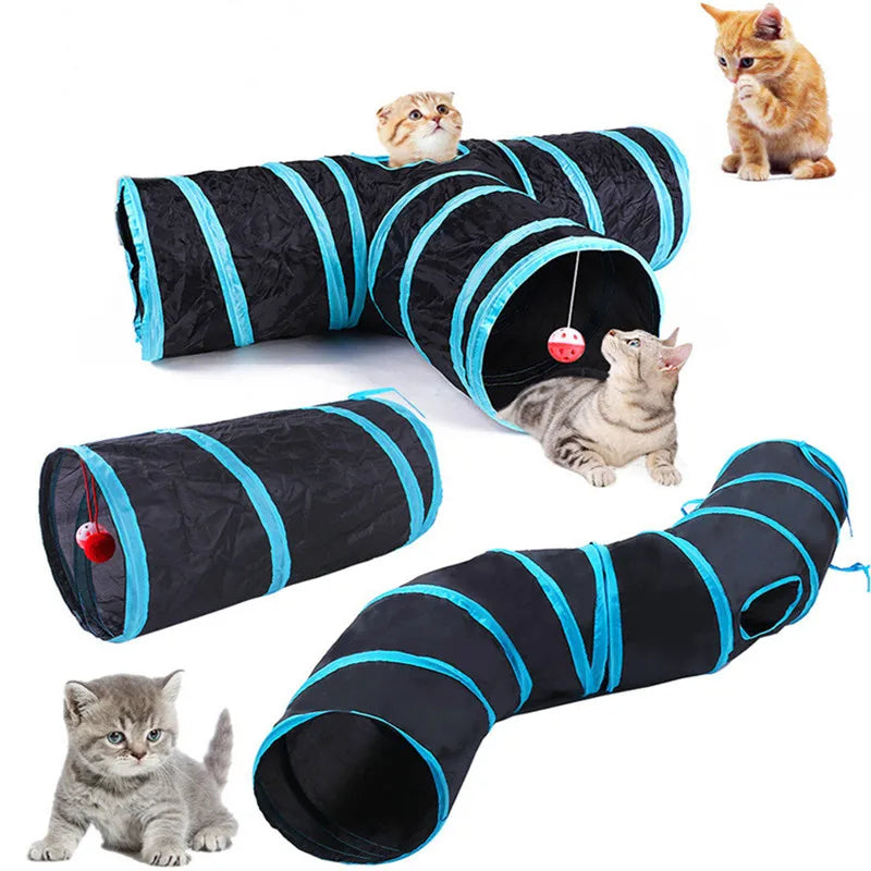 Cat Tunnel Toy – Foldable S-Shape Interactive Tunnel for Indoor Cats