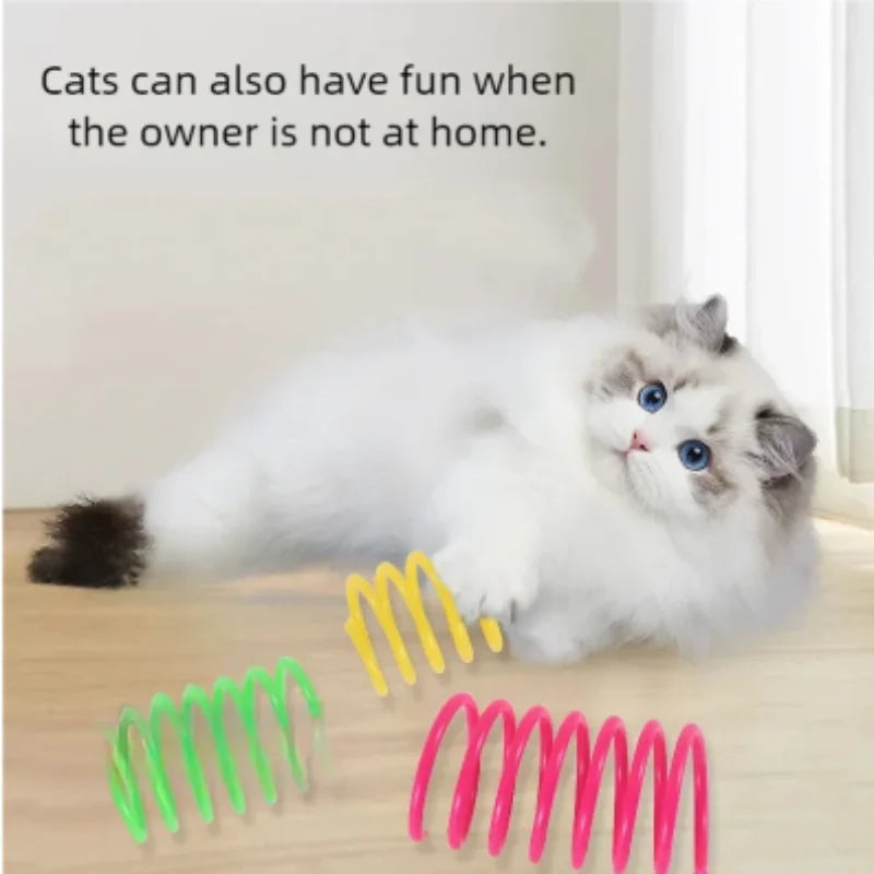 Cat Spring Toy – Colorful Interactive Plastic Cat Toy