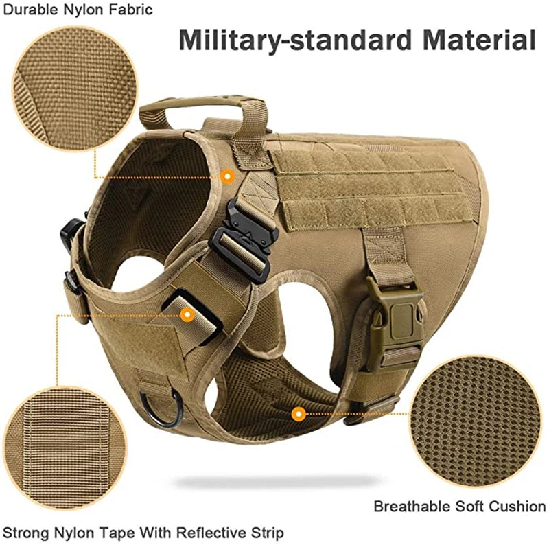 Tactical Dog Harness – 1000D Nylon Vest With Leash Set