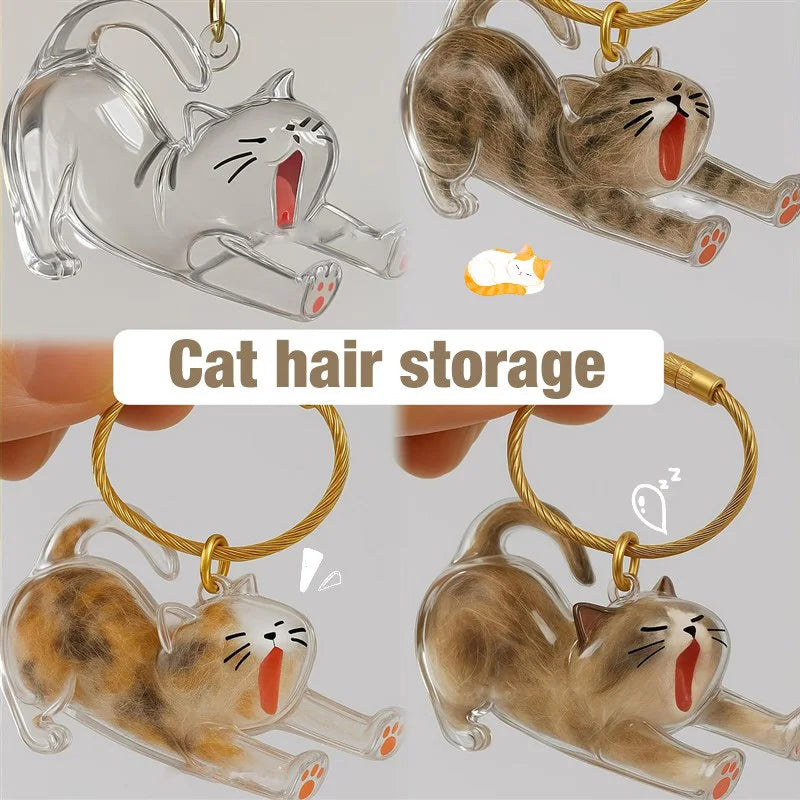 Cat Hair Memorial Keychain – Pet Fur Keepsake Storage Capsule