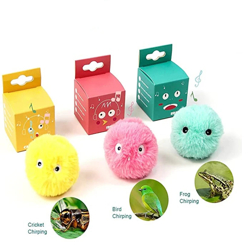 Interactive Cat Ball Toy with Touch Sounds and Catnip Compartment
